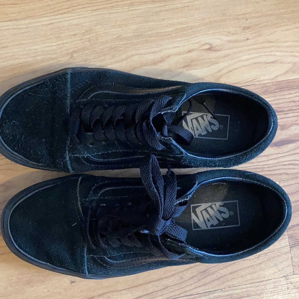 Solid black suede vans